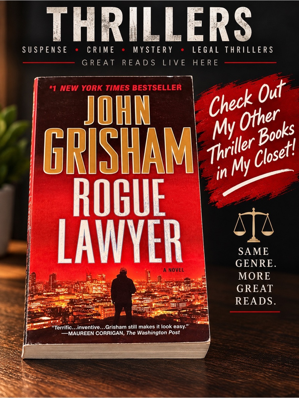John Grisham Rogue Lawyer Paperback Legal Thriller Novel Bestseller